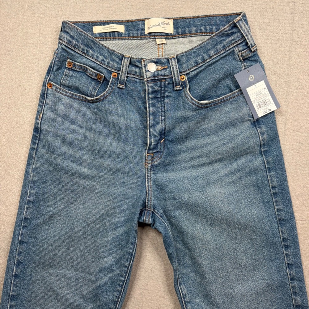 Universal Thread Womens Button Fly Mid Rise 80s Slim Jeans Raw Hem Size 8/R - Picture 2 of 16